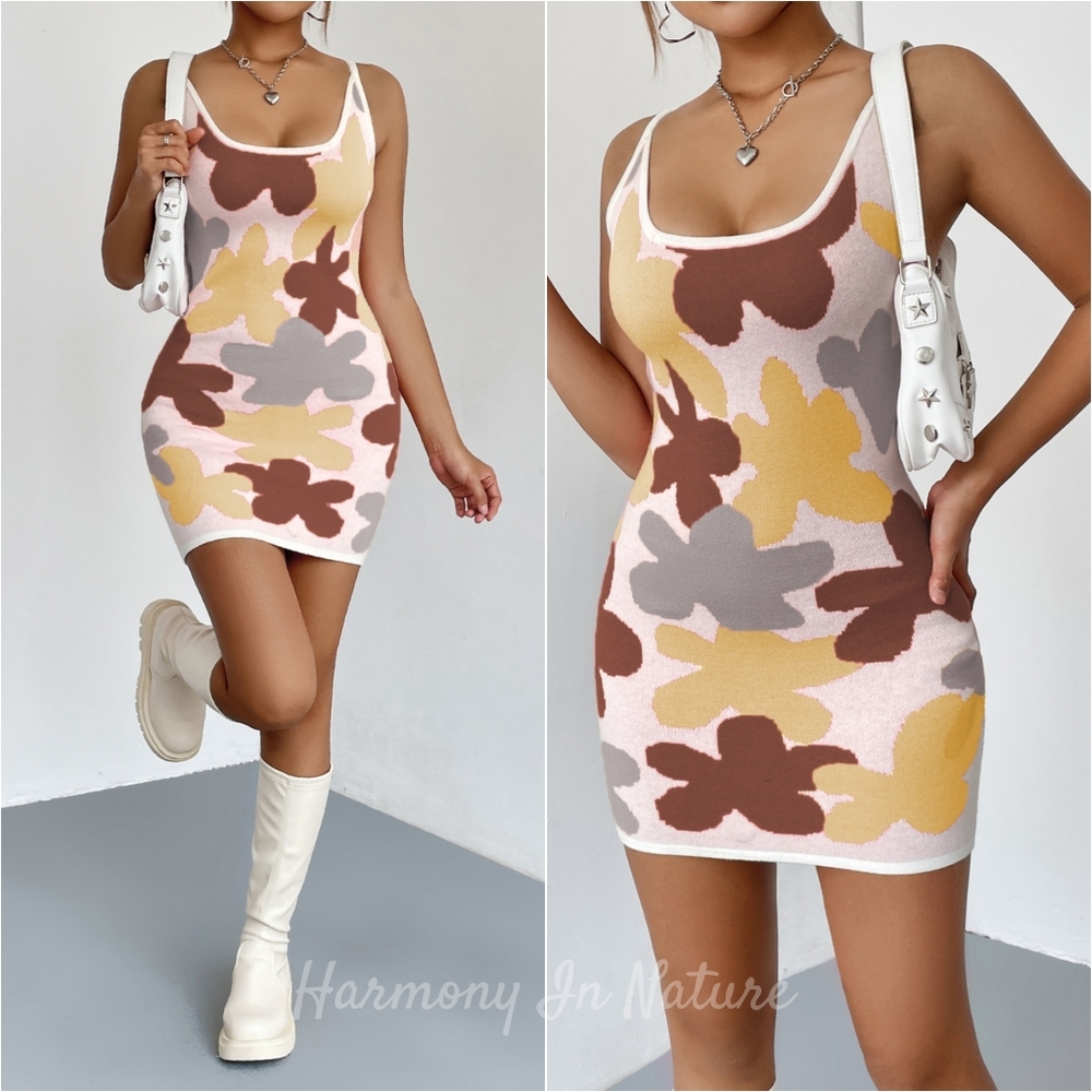 Floral Rush Mini Dress - Chestnut
